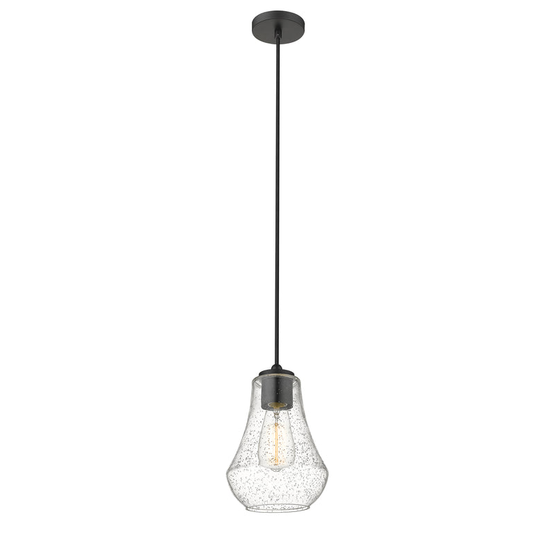 Fairfield Mini Pendant shown in the Matte Black finish with a Seedy shade