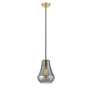 Fairfield Mini Pendant shown in the Satin Gold finish with a Plated Smoke shade