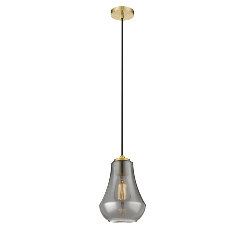 Fairfield Mini Pendant shown in the Satin Gold finish with a Plated Smoke shade