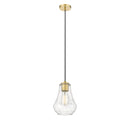 Fairfield Mini Pendant shown in the Satin Gold finish with a Seedy shade