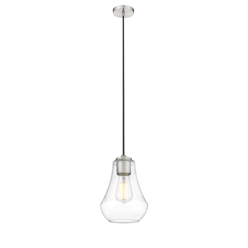 Fairfield Mini Pendant shown in the Brushed Satin Nickel finish with a Clear shade