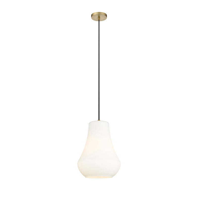 Fairfield Mini Pendant shown in the Brushed Brass finish with a Matte White shade