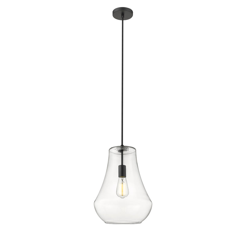 Fairfield Mini Pendant shown in the Matte Black finish with a Clear shade