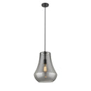 Fairfield Mini Pendant shown in the Matte Black finish with a Plated Smoke shade