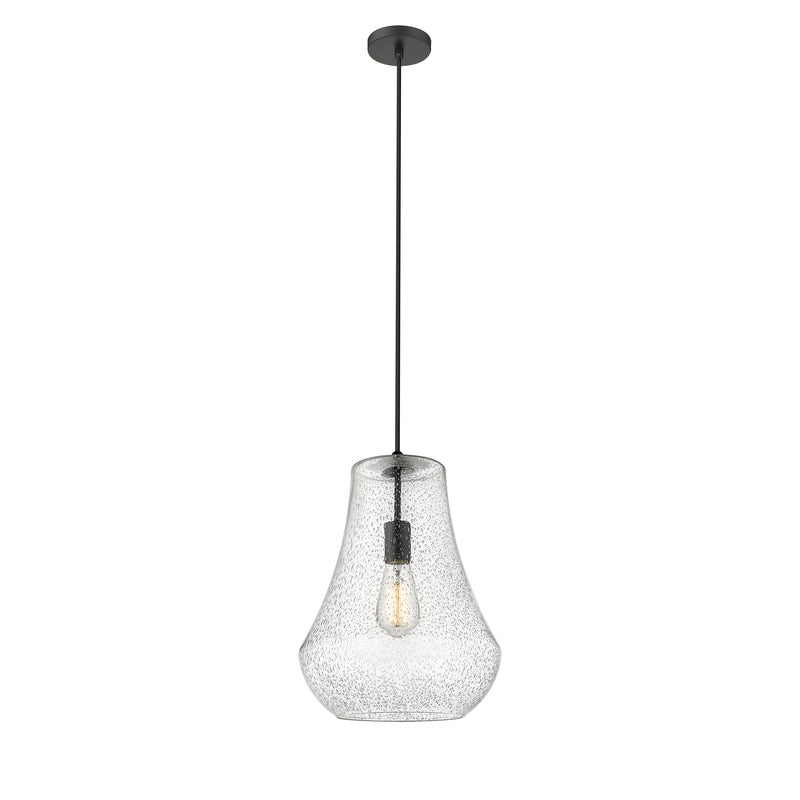 Fairfield Mini Pendant shown in the Matte Black finish with a Seedy shade