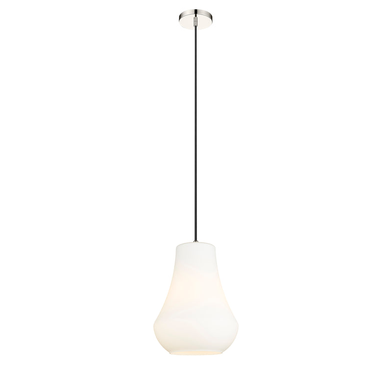 Fairfield Mini Pendant shown in the Polished Nickel finish with a Matte White shade