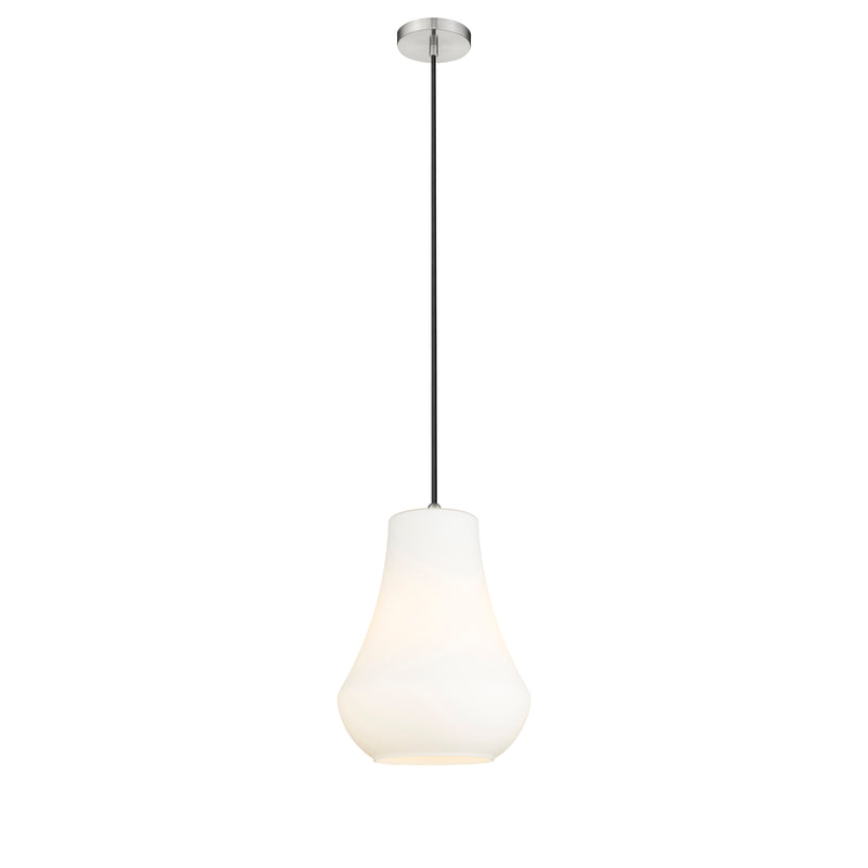 Fairfield Mini Pendant shown in the Brushed Satin Nickel finish with a Matte White shade