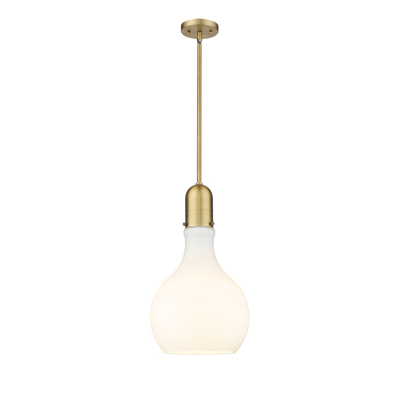 Amherst Mini Pendant shown in the Brushed Brass finish with a Matte White shade