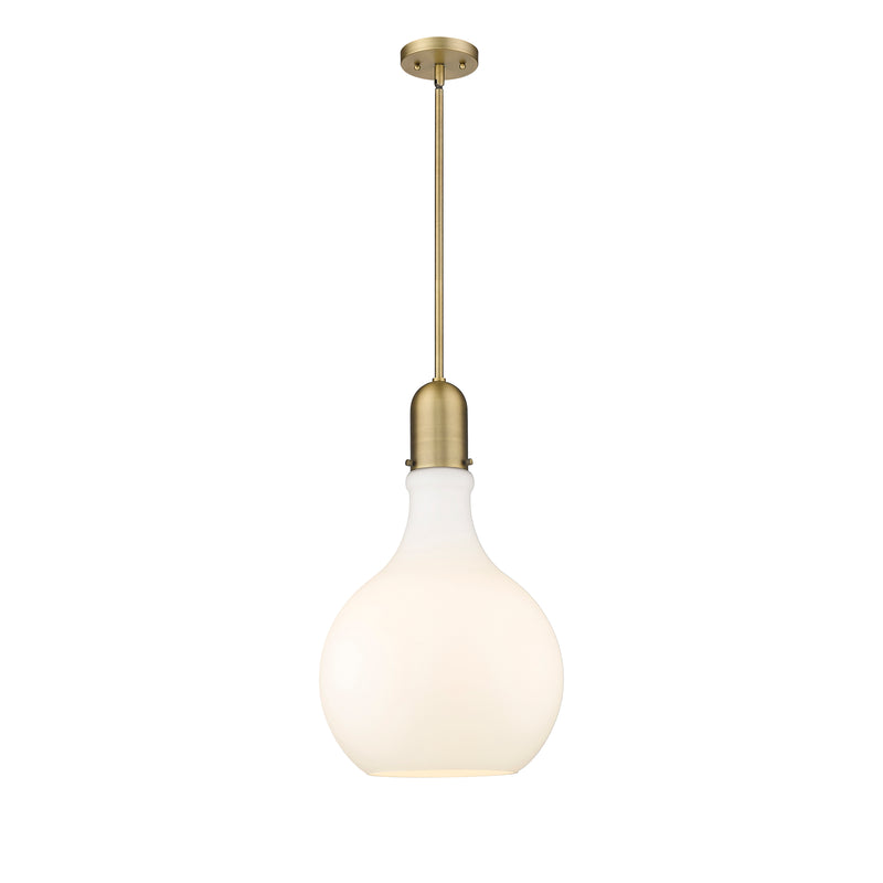 Amherst Pendant shown in the Brushed Brass finish with a Matte White shade