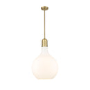 Amherst Pendant shown in the Brushed Brass finish with a Matte White shade