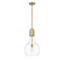 Amherst Mini Pendant shown in the Brushed Brass finish with a Clear shade