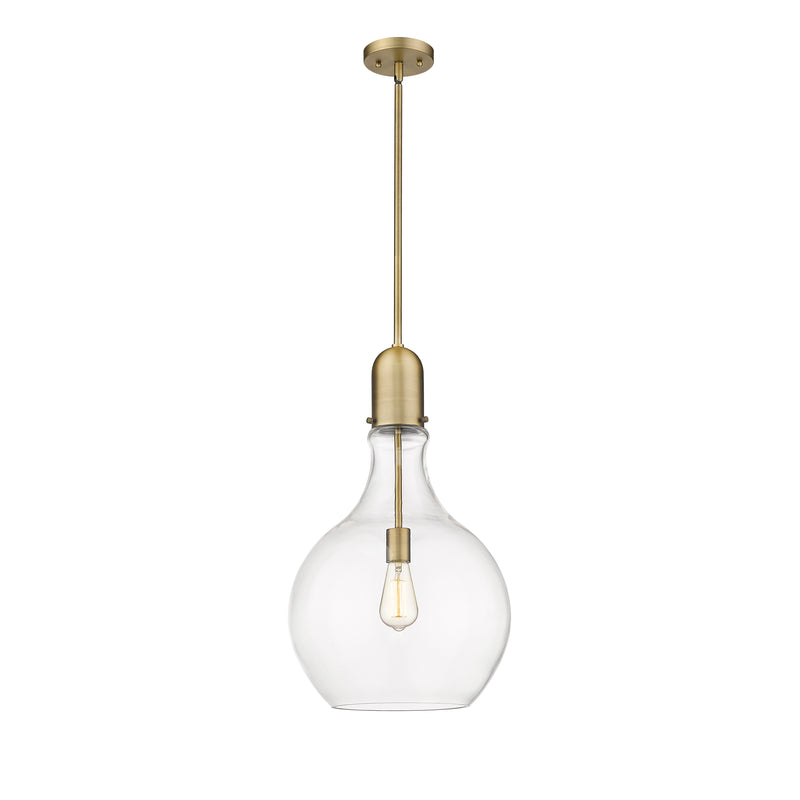 Amherst Pendant shown in the Brushed Brass finish with a Clear shade