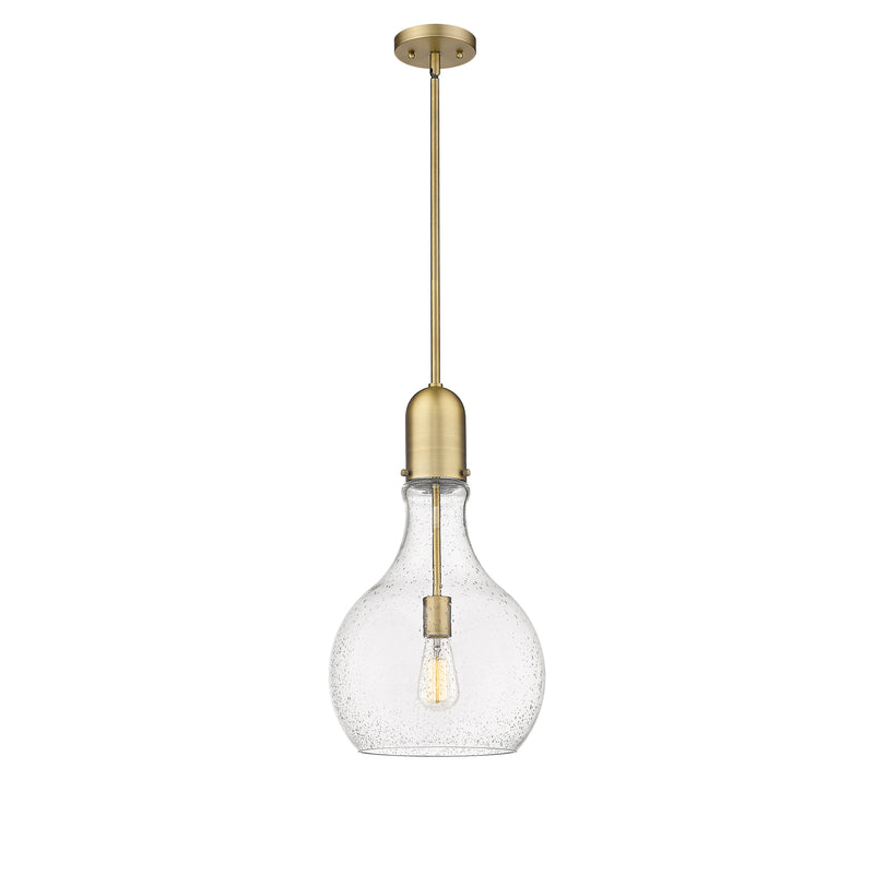 Amherst Mini Pendant shown in the Brushed Brass finish with a Seedy shade