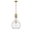 Amherst Pendant shown in the Brushed Brass finish with a Seedy shade