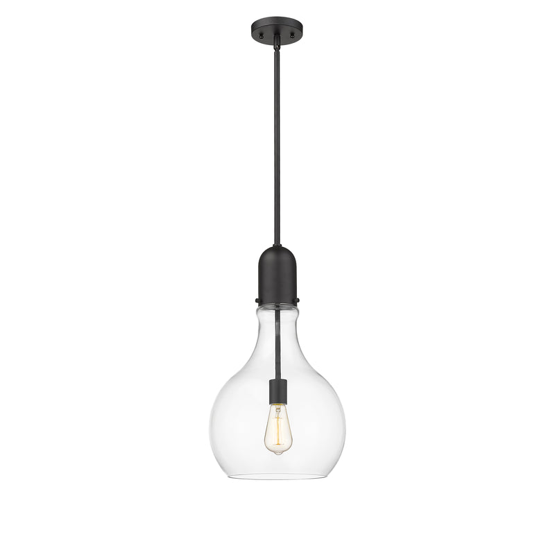 Amherst Mini Pendant shown in the Matte Black finish with a Clear shade