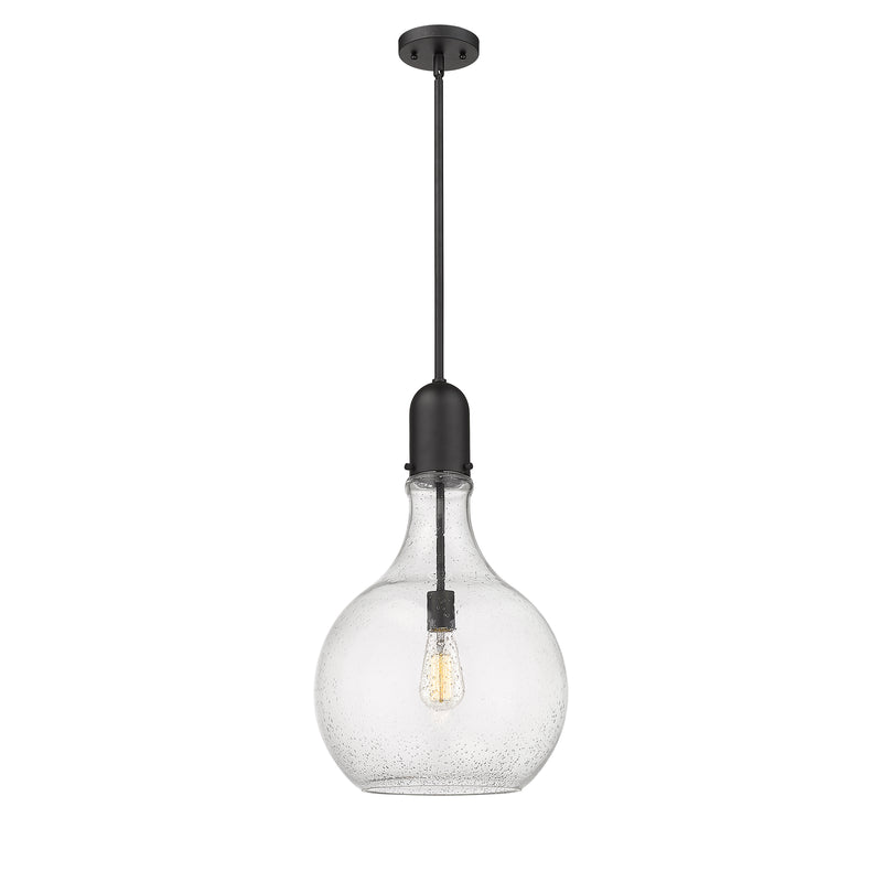 Amherst Pendant shown in the Matte Black finish with a Seedy shade