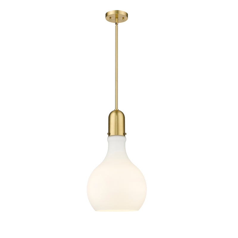 Amherst Mini Pendant shown in the Satin Gold finish with a Matte White shade