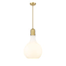 Amherst Pendant shown in the Satin Gold finish with a Matte White shade