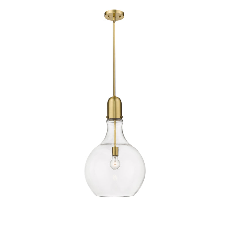 Amherst Pendant shown in the Satin Gold finish with a Clear shade