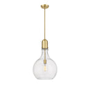 Amherst Pendant shown in the Satin Gold finish with a Seedy shade