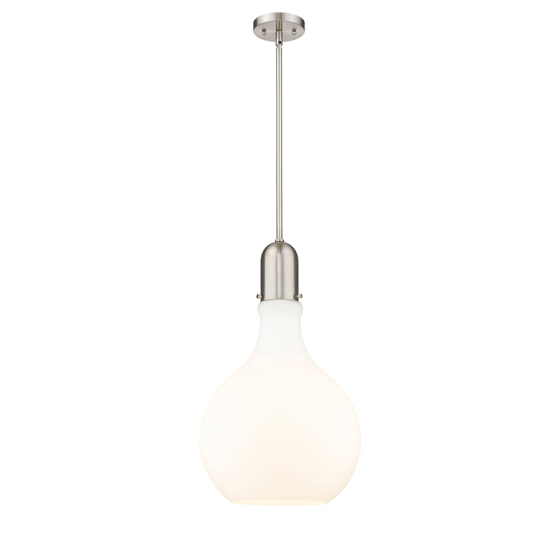 Amherst Pendant shown in the Brushed Satin Nickel finish with a Matte White shade