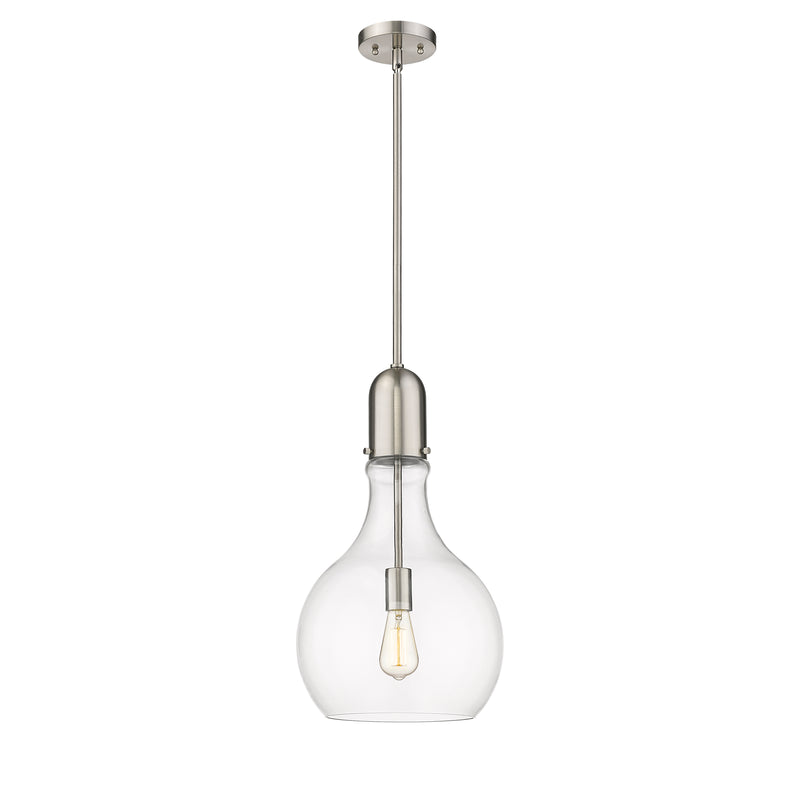 Amherst Mini Pendant shown in the Brushed Satin Nickel finish with a Clear shade