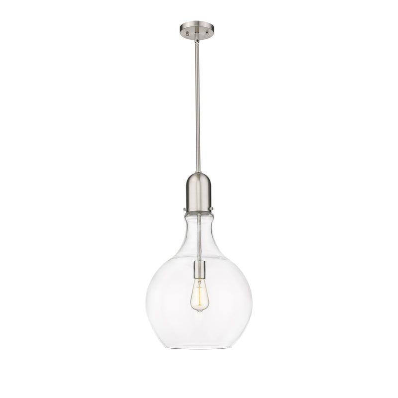 Amherst Pendant shown in the Brushed Satin Nickel finish with a Clear shade