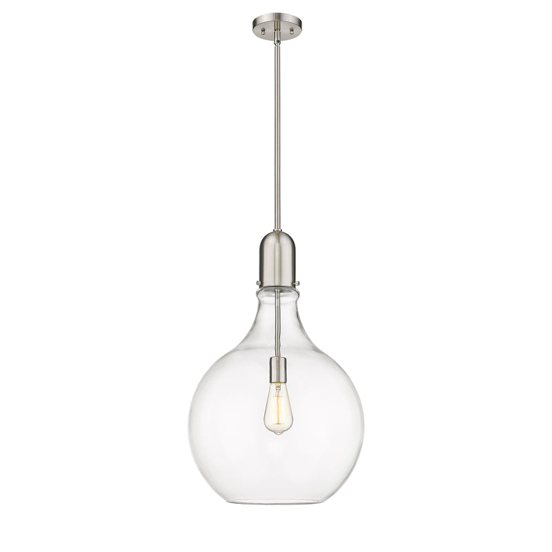 Amherst Pendant shown in the Brushed Satin Nickel finish with a Clear shade