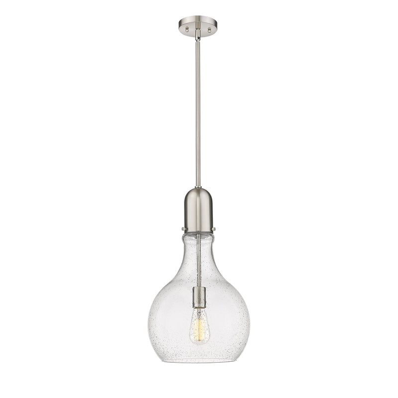 Amherst Mini Pendant shown in the Brushed Satin Nickel finish with a Seedy shade