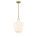 Lowell Mini Pendant shown in the Brushed Brass finish with a Matte White shade