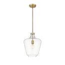 Lowell Mini Pendant shown in the Brushed Brass finish with a Clear shade