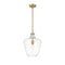 Lowell Mini Pendant shown in the Brushed Brass finish with a Clear shade