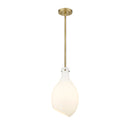 Salem Mini Pendant shown in the Brushed Brass finish with a Matte White shade