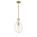 Salem Mini Pendant shown in the Brushed Brass finish with a Clear shade