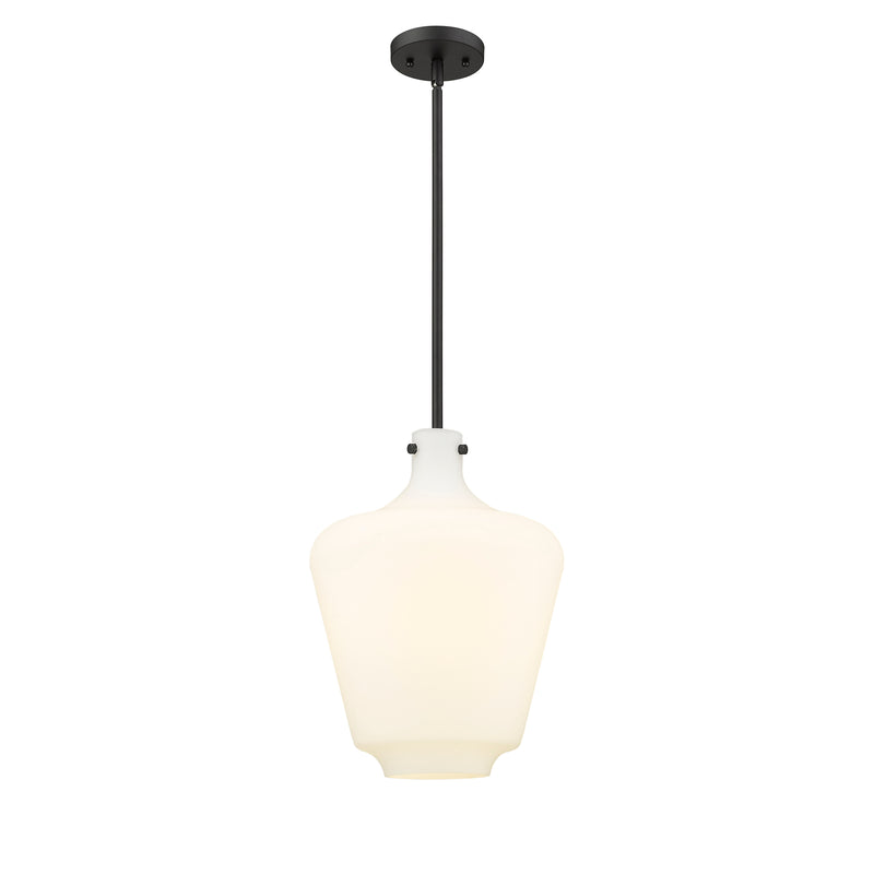 Lowell Mini Pendant shown in the Matte Black finish with a Matte White shade