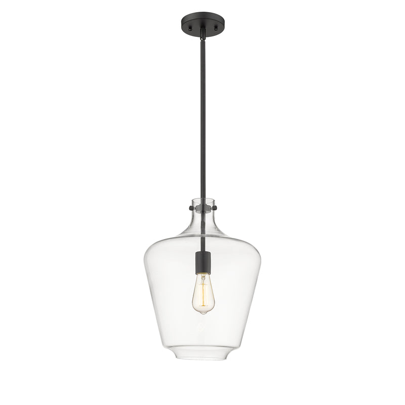 Lowell Mini Pendant shown in the Matte Black finish with a Clear shade