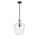 Lowell Mini Pendant shown in the Matte Black finish with a Seedy shade