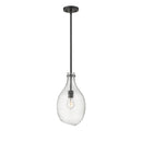 Salem Mini Pendant shown in the Matte Black finish with a Seedy shade