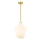 Lowell Mini Pendant shown in the Satin Gold finish with a Matte White shade