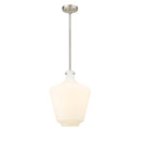 Lowell Mini Pendant shown in the Brushed Satin Nickel finish with a Matte White shade