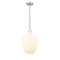 Lowell Mini Pendant shown in the Brushed Satin Nickel finish with a Matte White shade