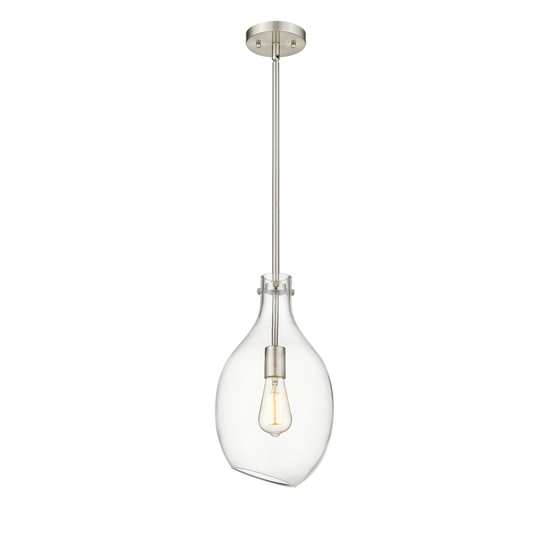 Salem Mini Pendant shown in the Brushed Satin Nickel finish with a Clear shade