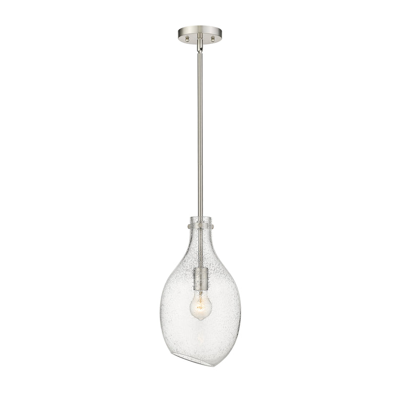 Salem Mini Pendant shown in the Brushed Satin Nickel finish with a Seedy shade