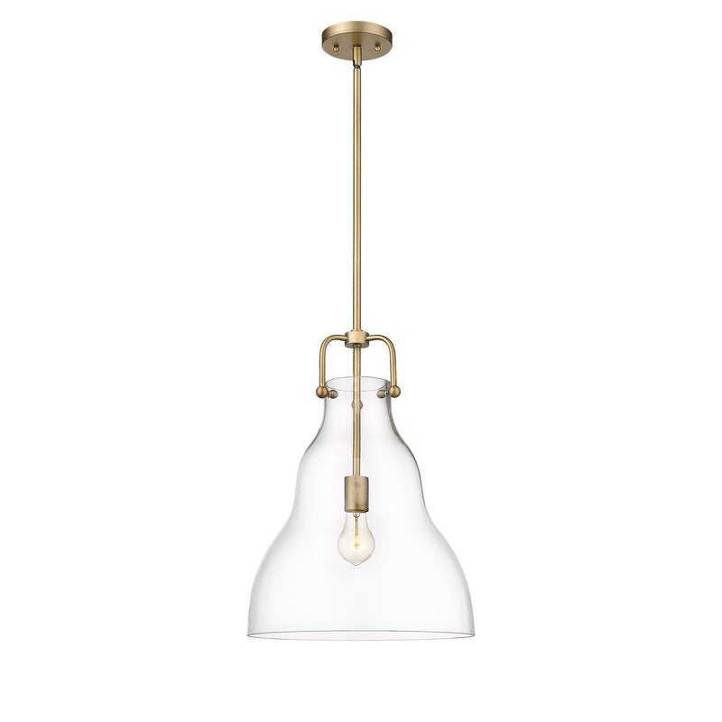 Haverhill Pendant shown in the Brushed Brass finish with a Clear shade