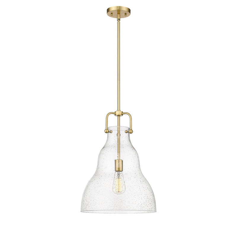 Haverhill Pendant shown in the Satin Gold finish with a Seedy shade