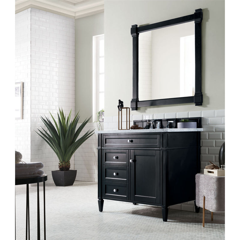 James Martin Brittany 36" Black Onyx Single Vanity with 3 cm Carrara Marble Top 650-V36-BKO-3CAR