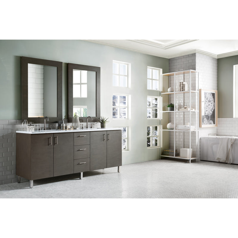 James Martin Metropolitan 72" Silver Oak Double Vanity with 3 cm Arctic Fall Solid Surface Top 850-V72-SOK-3AF