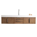 James Martin Mercer Island 72" Single Vanity Latte Oak with Glossy White Composite Top 389-V72S-LTO-A-GW