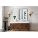 James Martin Linear 72" Double Vanity Mid Century Walnut with Glossy White Composite Top 210-V72D-WLT-GW