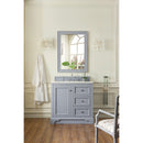 James Martin De Soto 36" Single Vanity Silver Gray with 3 cm Arctic Fall Solid Surface Top 825-V36-SL-3AF